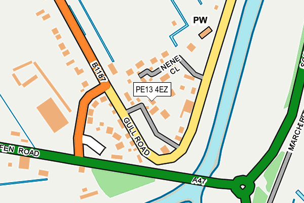 PE13 4EZ map - OS OpenMap – Local (Ordnance Survey)