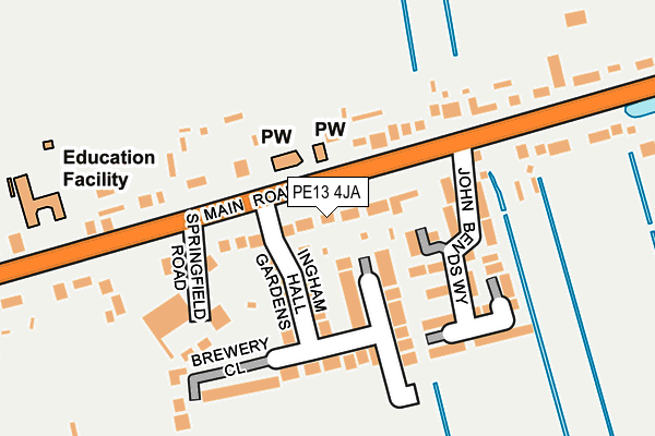 PE13 4JA map - OS OpenMap – Local (Ordnance Survey)