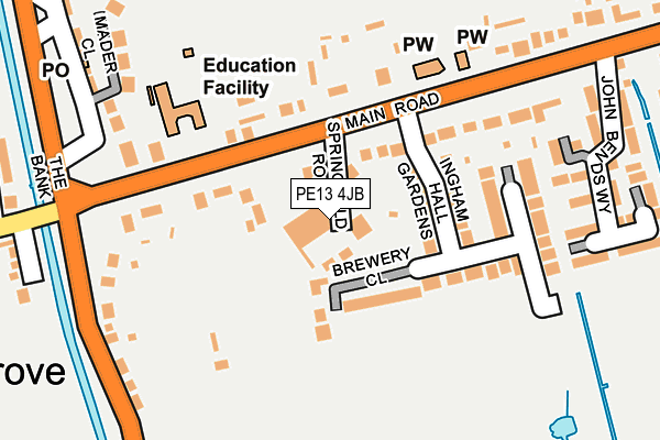 PE13 4JB map - OS OpenMap – Local (Ordnance Survey)