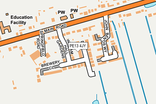 PE13 4JY map - OS OpenMap – Local (Ordnance Survey)