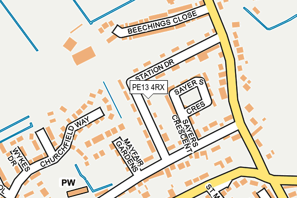 PE13 4RX map - OS OpenMap – Local (Ordnance Survey)