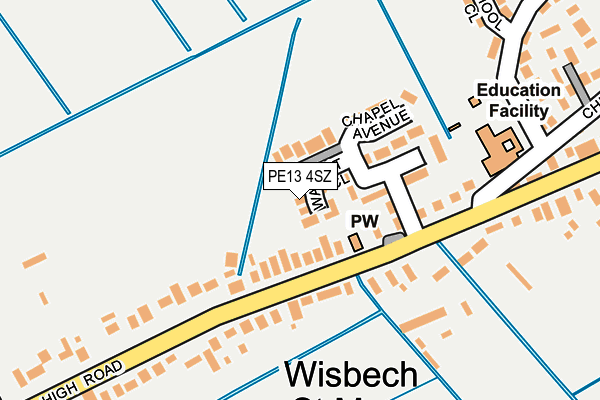 PE13 4SZ map - OS OpenMap – Local (Ordnance Survey)
