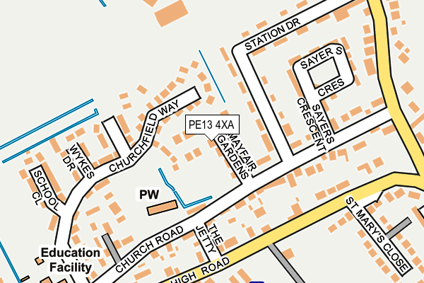 PE13 4XA map - OS OpenMap – Local (Ordnance Survey)