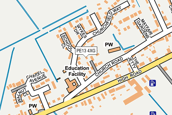 PE13 4XG map - OS OpenMap – Local (Ordnance Survey)