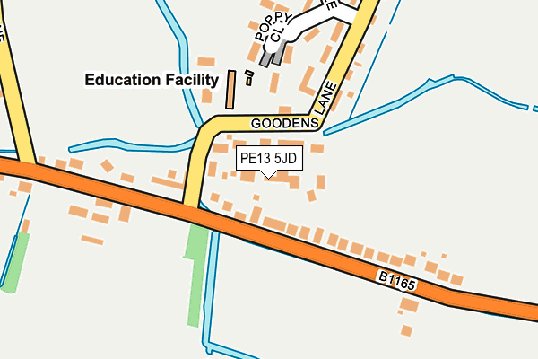 PE13 5JD map - OS OpenMap – Local (Ordnance Survey)