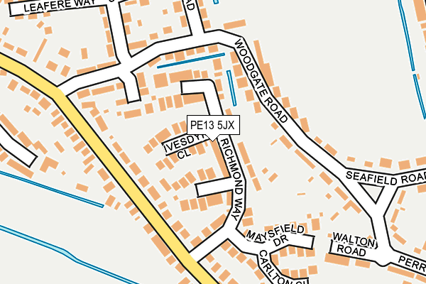 PE13 5JX map - OS OpenMap – Local (Ordnance Survey)