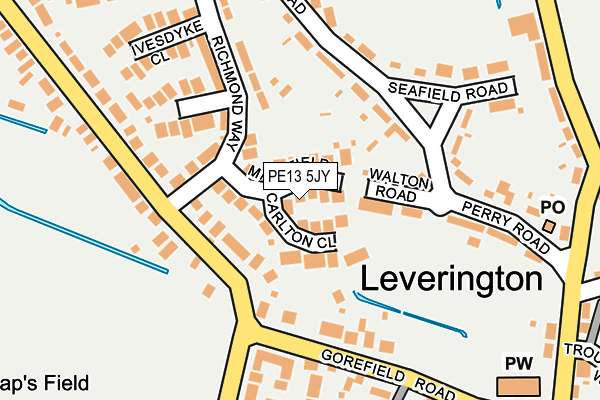 PE13 5JY map - OS OpenMap – Local (Ordnance Survey)