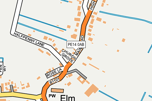 PE14 0AB map - OS OpenMap – Local (Ordnance Survey)