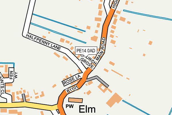 PE14 0AD map - OS OpenMap – Local (Ordnance Survey)