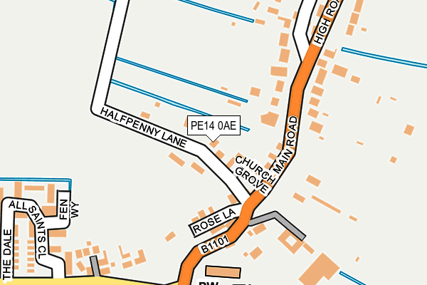 PE14 0AE map - OS OpenMap – Local (Ordnance Survey)
