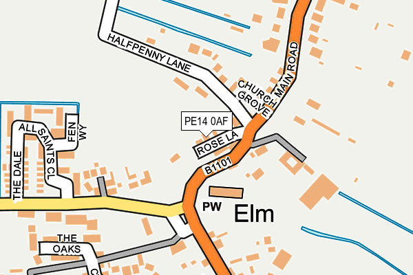 PE14 0AF map - OS OpenMap – Local (Ordnance Survey)
