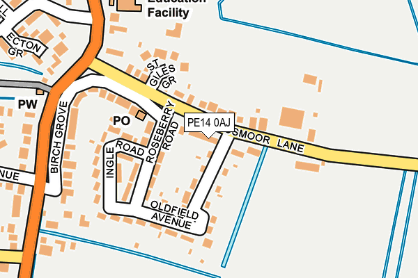 PE14 0AJ map - OS OpenMap – Local (Ordnance Survey)