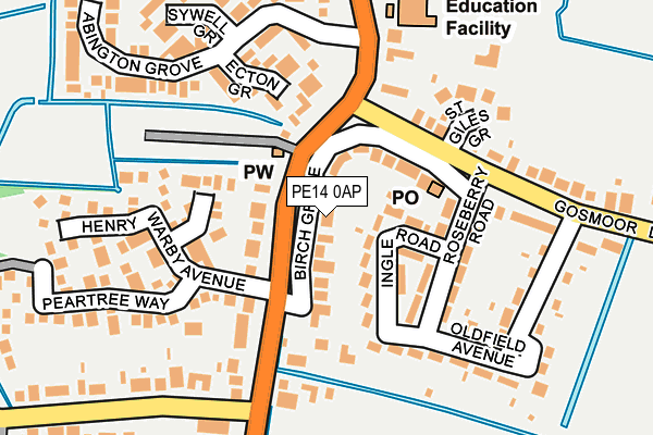 PE14 0AP map - OS OpenMap – Local (Ordnance Survey)