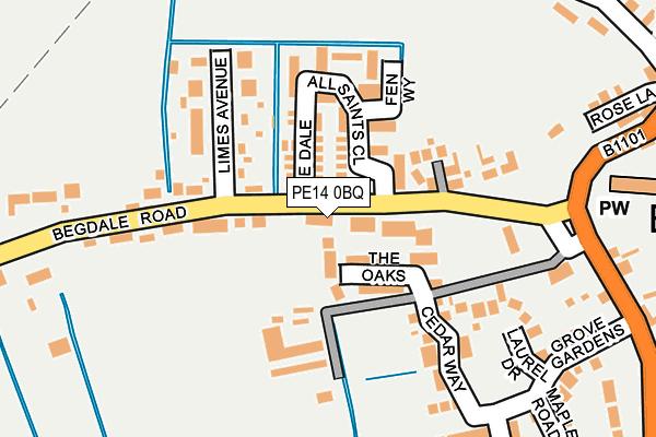 PE14 0BQ map - OS OpenMap – Local (Ordnance Survey)
