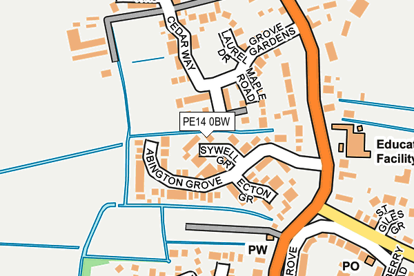 PE14 0BW map - OS OpenMap – Local (Ordnance Survey)