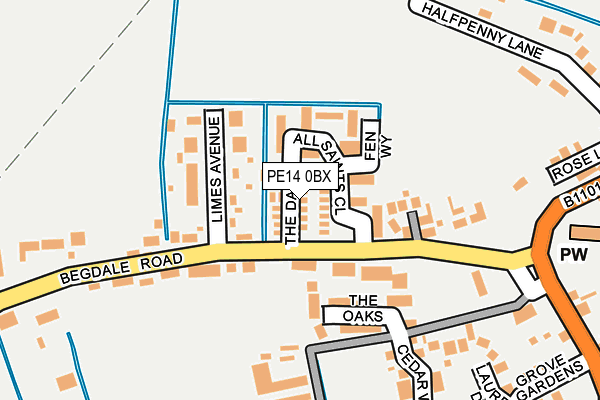 PE14 0BX map - OS OpenMap – Local (Ordnance Survey)