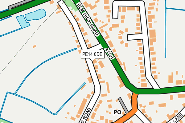 PE14 0DE map - OS OpenMap – Local (Ordnance Survey)
