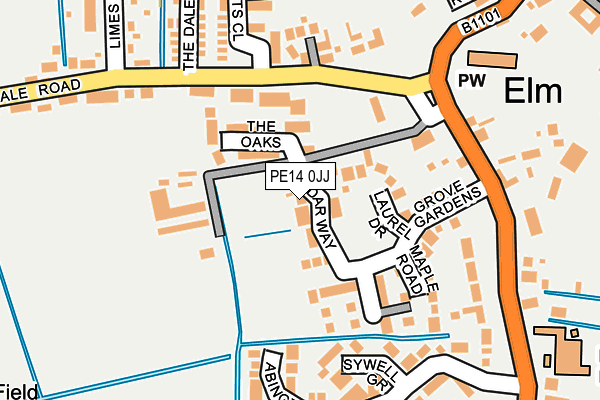 PE14 0JJ map - OS OpenMap – Local (Ordnance Survey)