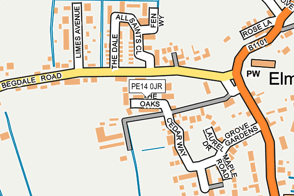 PE14 0JR map - OS OpenMap – Local (Ordnance Survey)