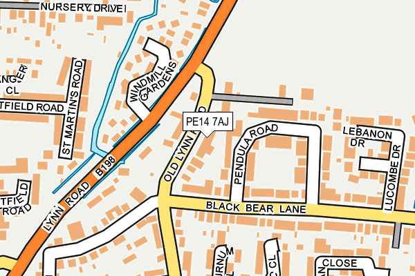 PE14 7AJ map - OS OpenMap – Local (Ordnance Survey)