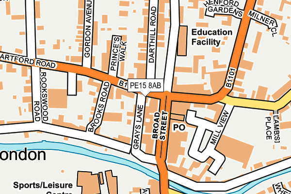 PE15 8AB map - OS OpenMap – Local (Ordnance Survey)