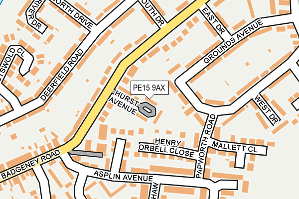 PE15 9AX map - OS OpenMap – Local (Ordnance Survey)