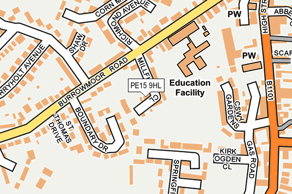 Map of MILLFIELD DEVELOPMENTS (MARCH) LIMITED at local scale