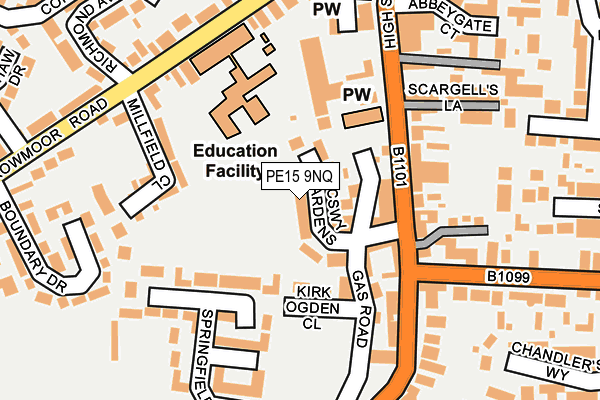 PE15 9NQ map - OS OpenMap – Local (Ordnance Survey)