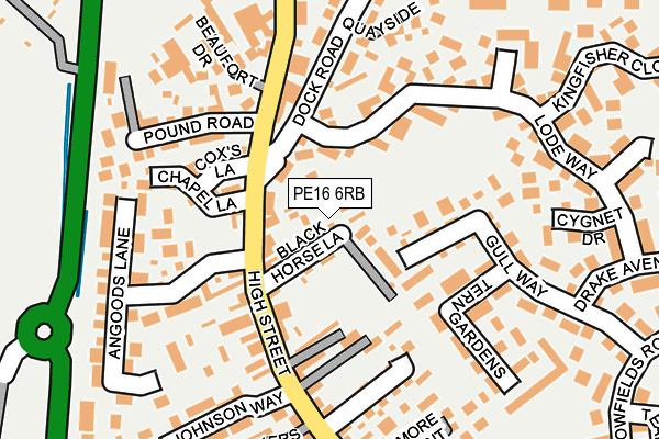 PE16 6RB map - OS OpenMap – Local (Ordnance Survey)