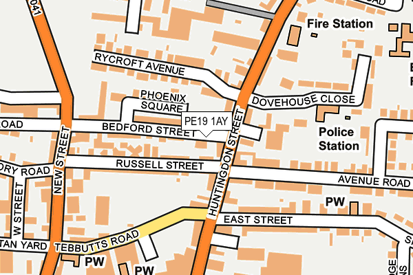 PE19 1AY map - OS OpenMap – Local (Ordnance Survey)