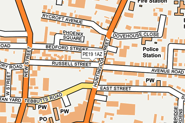 PE19 1AZ map - OS OpenMap – Local (Ordnance Survey)