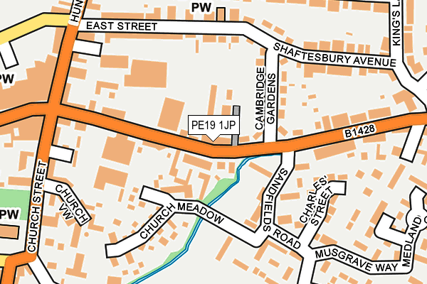 PE19 1JP map - OS OpenMap – Local (Ordnance Survey)