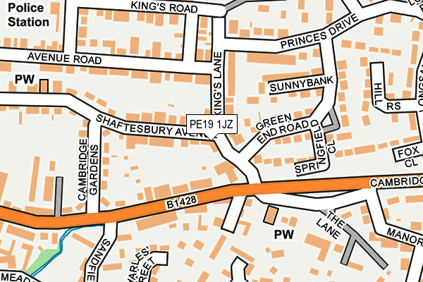 PE19 1JZ map - OS OpenMap – Local (Ordnance Survey)