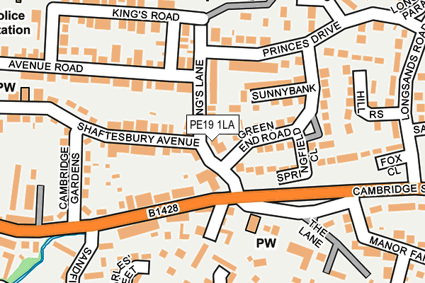 PE19 1LA map - OS OpenMap – Local (Ordnance Survey)