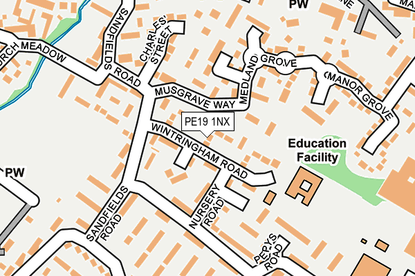 PE19 1NX map - OS OpenMap – Local (Ordnance Survey)
