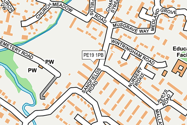 PE19 1PB map - OS OpenMap – Local (Ordnance Survey)