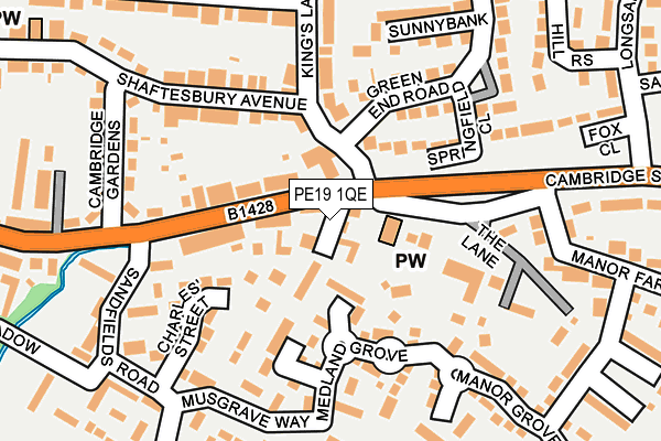 PE19 1QE map - OS OpenMap – Local (Ordnance Survey)