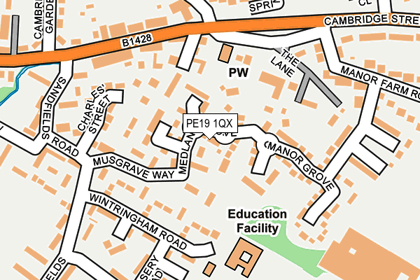 PE19 1QX map - OS OpenMap – Local (Ordnance Survey)