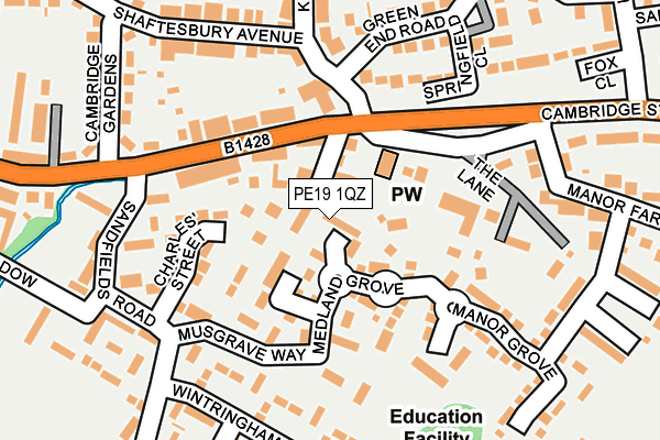 PE19 1QZ map - OS OpenMap – Local (Ordnance Survey)
