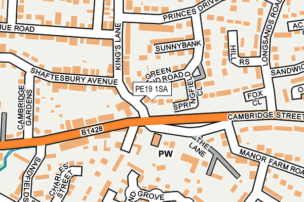 PE19 1SA map - OS OpenMap – Local (Ordnance Survey)