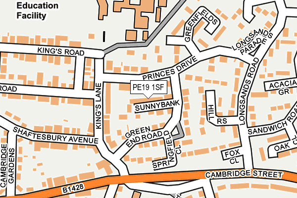 PE19 1SF map - OS OpenMap – Local (Ordnance Survey)