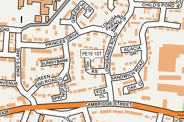 PE19 1ST map - OS OpenMap – Local (Ordnance Survey)