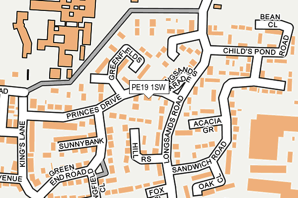 PE19 1SW map - OS OpenMap – Local (Ordnance Survey)