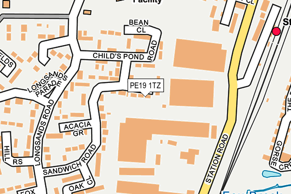 PE19 1TZ map - OS OpenMap – Local (Ordnance Survey)