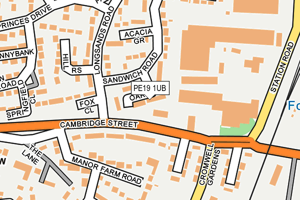 PE19 1UB map - OS OpenMap – Local (Ordnance Survey)