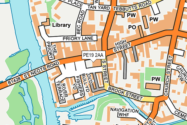 PE19 2AA map - OS OpenMap – Local (Ordnance Survey)