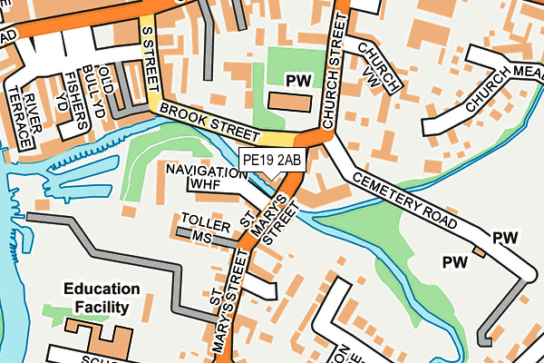 PE19 2AB map - OS OpenMap – Local (Ordnance Survey)
