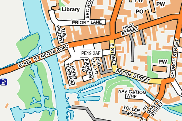 PE19 2AF map - OS OpenMap – Local (Ordnance Survey)