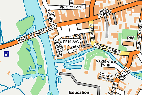PE19 2AG map - OS OpenMap – Local (Ordnance Survey)