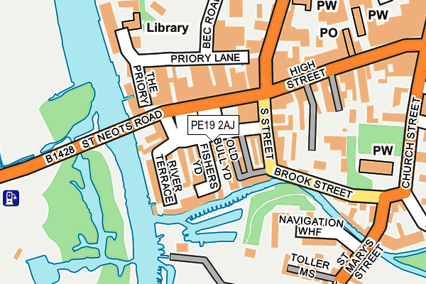PE19 2AJ map - OS OpenMap – Local (Ordnance Survey)